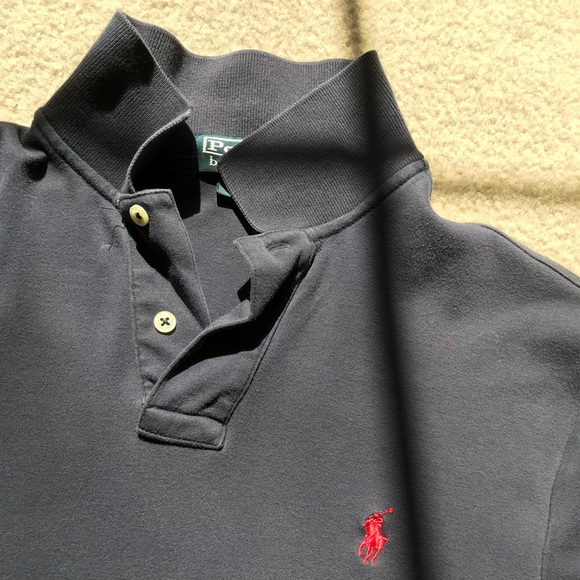 POLO RALPH LAUREN NAVY MESH INTERLOCK SHIRT - Picture 6 of 7